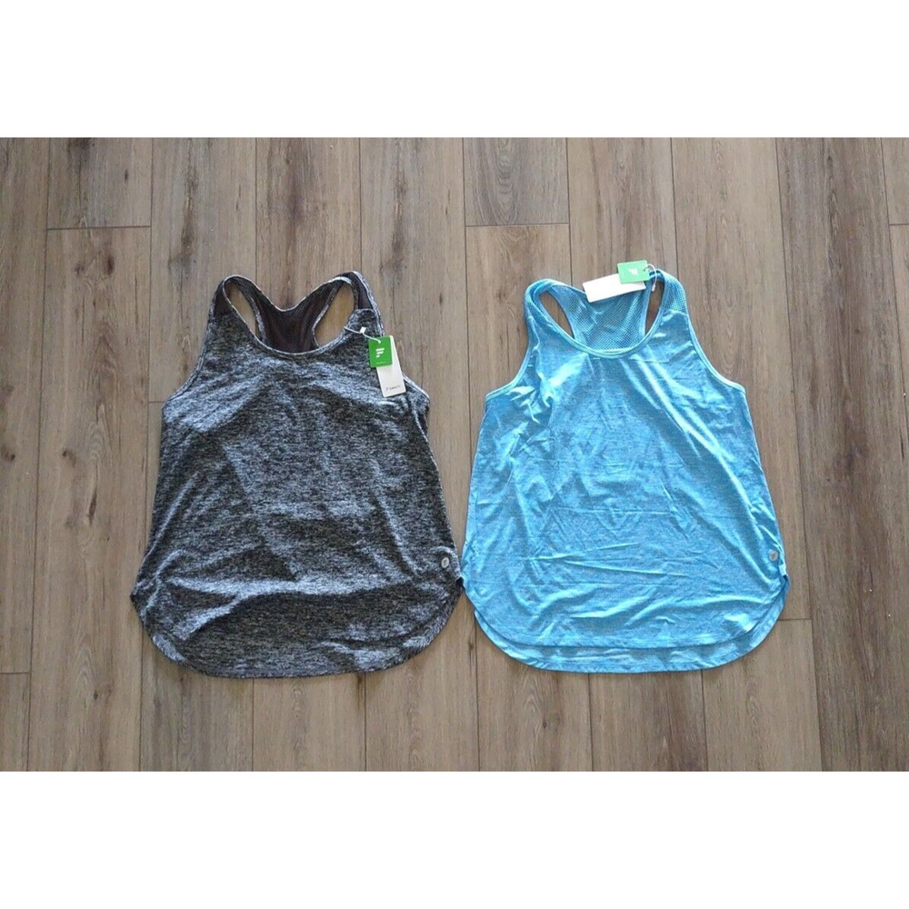 Letsfit Women's 2 pack Workout Sleeveless Shirts Size Small Blue/Gray